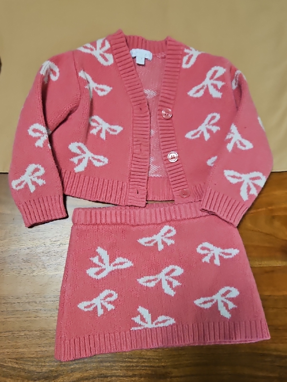 Between Rose Pink Knit Cardigan Set 2T